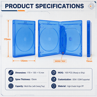 Boîtier Blu-ray classique bleu pour 3 disques avec étui extérieur et plateau central – Boîte de rangement compacte pour archives vidéo