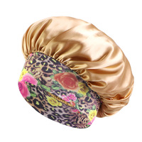 Syh872 personnalisé LOGO Satin grand bonnet de cheveux pour femmes bonnets grande taille impression large bande bonnet de sommeil africain élastique bonnets en satin