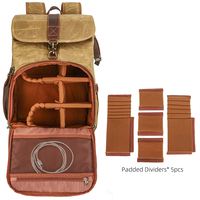 Outdoor Digital Gear Kameratasche aus Gewachstem Canvas DSLR Fotografie-Rucksack mit Laptop-Fach Stativhalterung