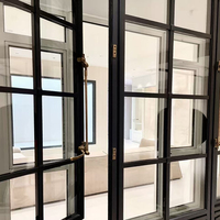 Ventana Francesa de Aluminio con Arco Superior, Persiana de Acero Inoxidable, Vidrio Triple Aislante, Diseño Personalizado para Exteriores de Villas
