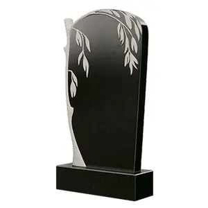 JK Hand Carved Cheap Black Granite Monument Tombstone Headstone