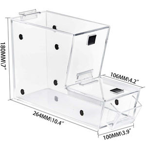 Bac à bonbons empilable en acrylique avec couvercle rabattable, distributeur modulaire <span class=keywords><strong>de</strong></span> garnitures alimentaires pour glacier, bar à café, logo personnalisé, fabrication en usine - Product Image 2