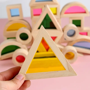 Acrylic Assembling Building Blocks Game Kindergarten Children Educational Shape Color Recognition Early Education Wooden Toys - Product Image 3