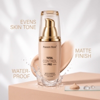 Fond de teint liquide mat longue tenue, contrôle du sébum, couvrance totale, fini peau nue, maquillage du visage, 4 teintes pour femmes