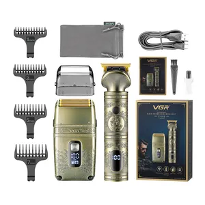 VGR V-649 Electric Mens Shaver recarregável Cordless Professional Hair Trimmer Set
