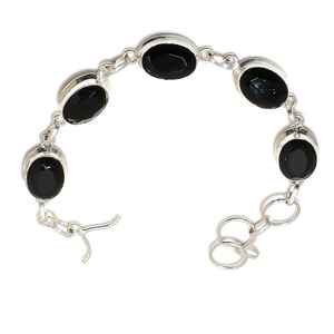 925 <b>Sterling</b> <b>Silver</b> Adjustable <b>Charm</b> <b>Bracelet</b> with Black Onyx Gemstone Luxury Women's Jewelry for Party and Birthstone Gift - Product Image 5