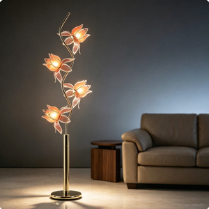Lámpara de Pie Ecológica con Pétalos de Vidrio Reciclado, Base E26, Luz Sostenible para el Hogar - Product Image 1