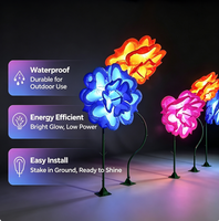 Lampe LED gonflable à capteur de mouvement, ouverture et fermeture automatiques, lampe rose interactive, lumière de paysage extérieure étanche