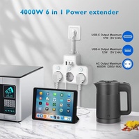 Multiprise 3 prises avec protection contre les surtensions, idéale pour le voyage, puissance maximale 4000W, prise murale multi-prises pour le bureau et la maison