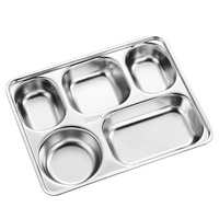 Assiette carrée en acier inoxydable Dexi DX-0026, écologique, de qualité alimentaire, avec couvercle divisé, pour le camping en plein air, les pique-niques, les barbecues et l'école