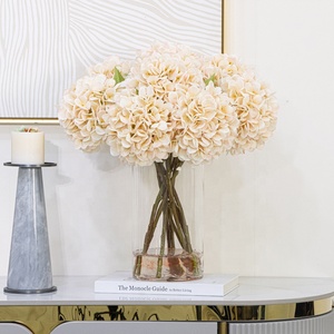 Modern Minimalist Handmade Light Pink Hydrangea Bouquet Artificial <strong>Flower</strong> Glass <strong>Vase</strong> Premium Customized Size Valentine's Day - Product Image 3