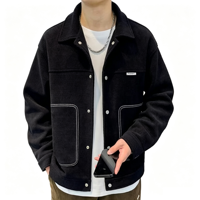 Veste à col classique pour homme, simple, élégante, décontractée, à manches courtes, coupe ample, pour l'automne