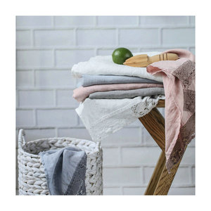 Cliente all&amp;#39;ingrosso del merletto embroideres plain style Tovagliolo pianura lino bianco tovaglioli - Product Image 1