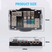 Boîtier de distribution de fusibles robuste à 3 circuits avec mise à la terre pour audio de voiture, camping-cars, bateaux, porte-fusibles mini ANL avec LED rouge