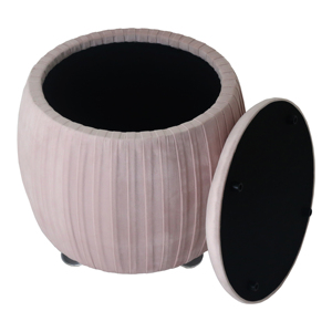 Otomana Tapizada en Rosa con Espacio de Almacenamiento, Taburete para Dormitorio, Reposapiés, Puf - Product Image 4