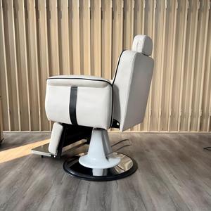 Sedia da Barbiere di Alta Qualità in Pelle Bianca Regolabile per Salone di Bellezza - Product Image 4