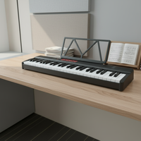 Portable Foldable 61-Key Digital Piano Keyboard with Rechargeable Battery Lightweight Design 127 Rhythms & 128 Tones