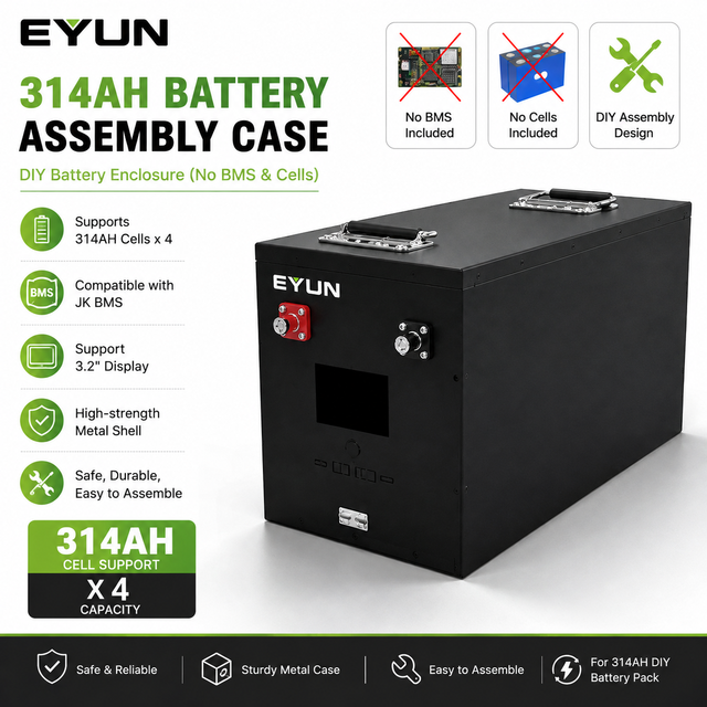 EYUN 4S Lifepo4 Box 12.8V 314AH Iron Case DIY Home Solar Storage Battery Kit Battery Box Empty Shell