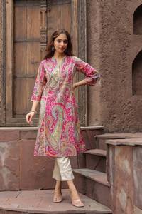 Conjunto elegante de rayón viscosa para mujer, recto, Kurtis Salwar, estampado Floral, venta en línea para ropa india y pakistaní - Product Image 2