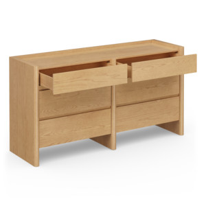 <span class=keywords><strong>Commode</strong></span> <span class=keywords><strong>scandinave</strong></span> en chêne naturel à <span class=keywords><strong>6</strong></span> <span class=keywords><strong>tiroirs</strong></span>, panneau latéral arrondi, <span class=keywords><strong>commode</strong></span> minimaliste, meuble de rangement sans poignées pour chambre à coucher - Product Image 4