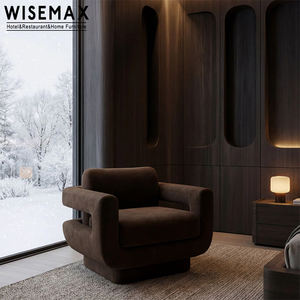 كرسي فردي عصري من WISEMAX <span class=keywords><strong>FURNITURE</strong></span> بإطار خشبي صلب وقماش مخملي، كرسي استرخاء بمسند ذراع للشقق والمستودعات - Product Image 1
