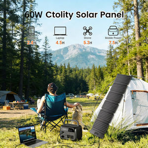 Chargeur solaire compact 60W puissant, étanche IP65, panneau pliable, efficacité de 20%, alimentation fiable hors réseau pour le camping, la randonnée, le camping-car - Product Image 2