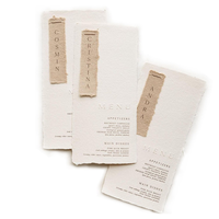 Cartes de table de mariage personnalisées de style français, faites à la main, en papier à bords bruts, style ticket/billet, pour table de mariage