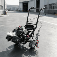 Machine de marquage routier robuste à haute garde au sol, préchauffée par fusion à chaud, avec pneus surdimensionnés pour terrains accidentés
