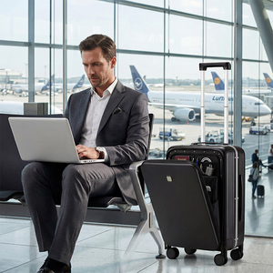 <span class=keywords><strong>Valigia</strong></span> Trolley Hanke con Apertura Frontale, Stile Business, Serratura TSA, Ruote Girevoli, Lussuosa e Intelligente, Leggera, Bagaglio a Mano, <span class=keywords><strong>Valigia</strong></span> Rigida - Product Image 2