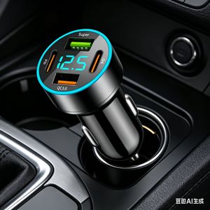 Chargeur de voiture Shin Mori 4 ports QC3.0 avec affichage numérique, charge rapide 12-24V pour appareils Huawei - Product Image 4