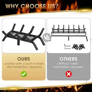 Grille <span class=keywords><strong>de</strong></span> <span class=keywords><strong>cheminée</strong></span> avec retenue <span class=keywords><strong>de</strong></span> braise, 15.5 _ en fonte robuste <span class=keywords><strong>pour</strong></span> l'intérieur, foyer <span class=keywords><strong>de</strong></span> <span class=keywords><strong>cheminée</strong></span> avec support à bûches - Product Image 2