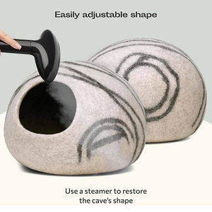 Оптовая продажа, модные 2024 кровати ручной работы, складные с нескользящей подошвы, теплая бежевая кровать из мериносовой шерсти, кошачья кровать для дома - Product Image 3