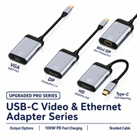 Hub USB C Multiport ke HDTV 2.0 VGA MiniDP 1.4 DP1.4 dengan Pengisian Daya PD 100W Dongle Aluminium