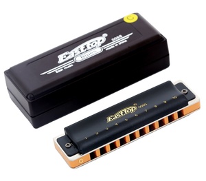 EASTTOP T008S Armónica de 10 agujeros con cubiertas de latón de pronunciación diatónica <span class=keywords><strong>e</strong></span> instrumento musical de placa de lengüeta - Product Image 1