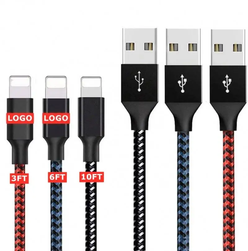 5 Pack 3 Pack 3ft 6ft 10ft Nylon Braided Cord Fast Charging USB Type C Charger Cable 1M 2M 3M for iPhone