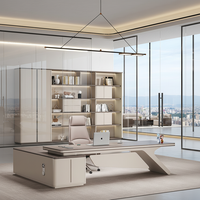 Escritorio Ejecutivo Moderno Convertible, Mesa Ajustable en Altura, Superficie de PVC, Muebles de Oficina Comerciales con Diseño Minimalista