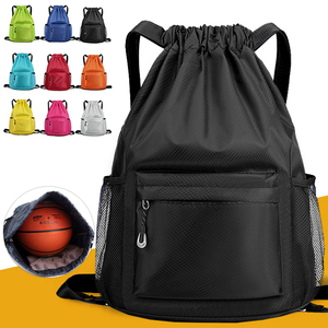 Custom Logo Waterproof <b>Drawstring</b> <b>Backpack</b> with Pockets Solid Color Travel Sports String Basketball Bag for Gym and Swimming - Product Image 1