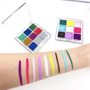 2022 eau activé aqua liner cosmétique Maquillage eyeliner palette 9 uv néon couleur visage Corps Peinture Palette lueur dans le foncé