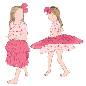 Nuovi Vestiti Tutu in Tulle a <span class=keywords><strong>3</strong></span> Strati con <span class=keywords><strong>Maniche</strong></span> Corte e Volant Personalizzati Super Confortevoli per Bambine 2026 - Product Image 1