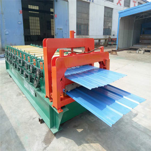 Machine de formage à rouleaux pour <span class=keywords><strong>toiture</strong></span> de maison à double couche en acier coloré, vente d'usine HUATONG, contrôle PLC, moteur hydraulique automatique - Product Image 2