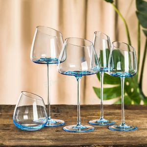 Shunstone moderno vino soffiato a mano bicchiere di Champagne calice di cristallo <span class=keywords><strong>rosa</strong></span> e blu <span class=keywords><strong>bicchieri</strong></span> di vino per la festa di nozze ristorante - Product Image 2