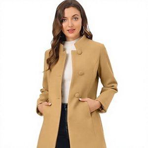 Abrigo Largo Informal Ligero y Ecológico para Mujer, 100% Poliéster, Cuello Alto, Forro de Satén, Abrigo de Invierno Personalizado - Product Image 1