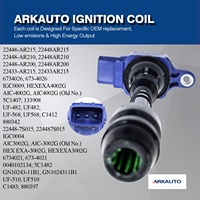 Paquete de bobina de encendido ARKAUTO PERFORMANCE 22433-AR215 UF510 para NISSAN Pathfinder INFINITI FX45 QX56 Q45 5,6 4,8 4,6 TB48 VK45 VK56