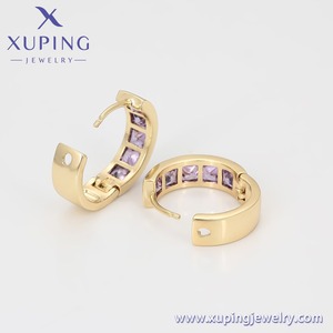 X001110825 <span class=keywords><strong>XUPING</strong></span> Pendientes al por Mayor, Bañados en Oro de 14K, con Circonitas Púrpuras, Tipo Huggie, Elegantes y Delicados, Joyería de Moda para Mujer - Product Image 6
