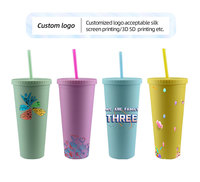 Logo personnalisé 24oz gobelet conique à paillettes de qualité alimentaire sans Bpa gobelet à double paroi réutilisable en plastique à la mode