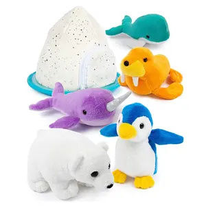 3363 5 Stuks Mini Pluche Knuffels Pinguïn Ijsbeer Walvis Narwal Walrus Met Ijsberg Huis Kids Cadeau Dierenhuis Speelgoed