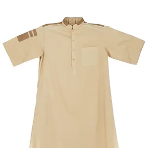 2023 Elegent Factory Thobe Arabic Soft Korean Polyester Jordanian Thobe Thoub Short Sleeve Thobe