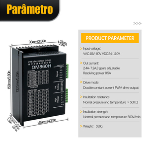 Contrôleur de moteur pas à pas 2 phases DM860H 24V à 80VDC 7.2A Microstep pour NEMA23 NEMA34 CNC Router - Stock Brésil - Product Image 4