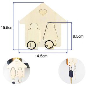 Support mural créatif en bois pour porte-clés de couple, pendentif mural, support DIY pour porte-clés de voiture, cadeau de fête d'anniversaire, bijou - Product Image 5