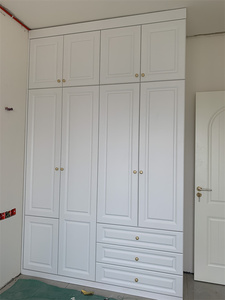 Armoire de chambre européenne <span class=keywords><strong>Placard</strong></span> blanc sur mesure <span class=keywords><strong>avec</strong></span> porte Ample rangement Construction en bois massif pour chambre à coucher - Product Image 4